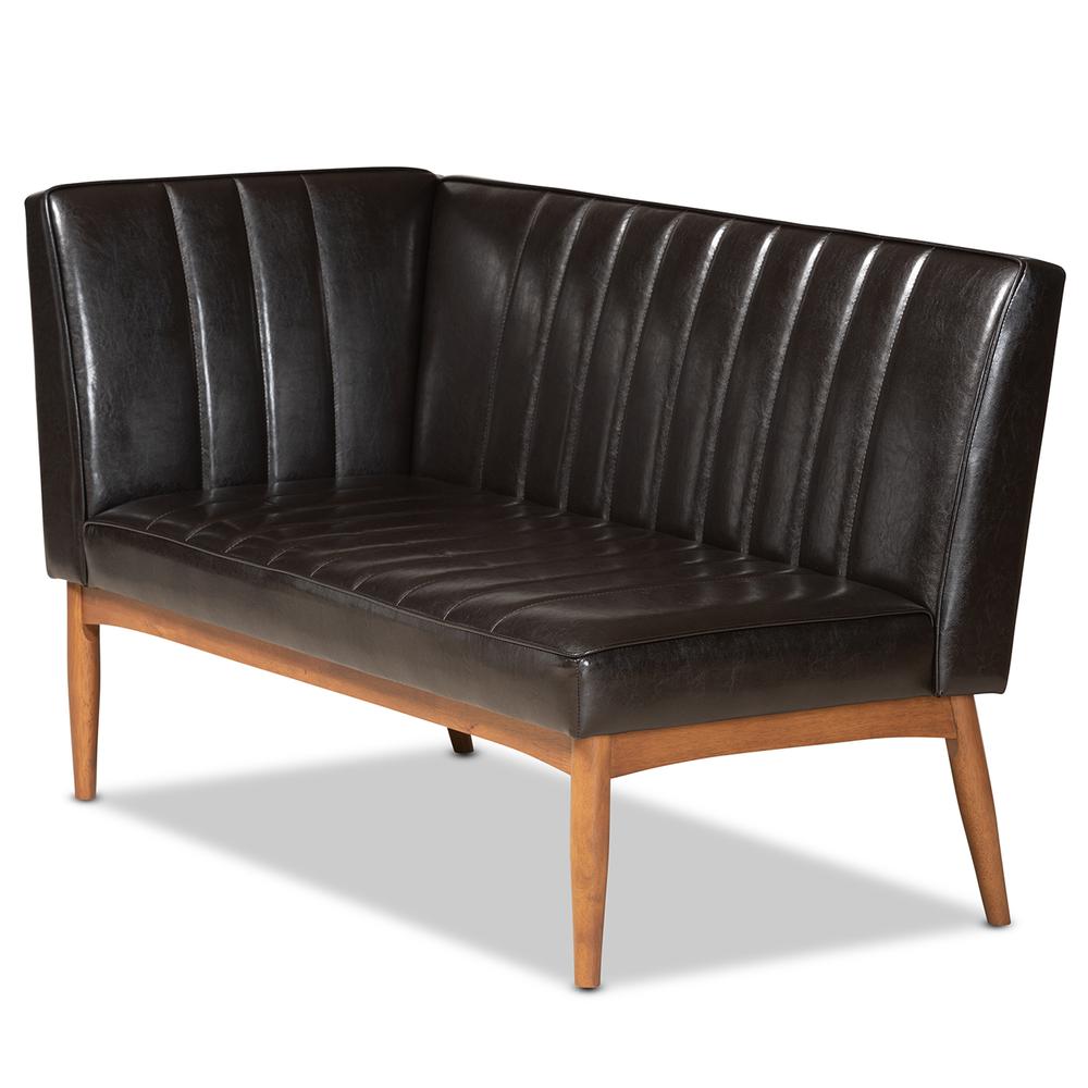 Leather Upholstered and Walnut Brown Finished Wood 5-Piece Dining Nook Set. Picture 15