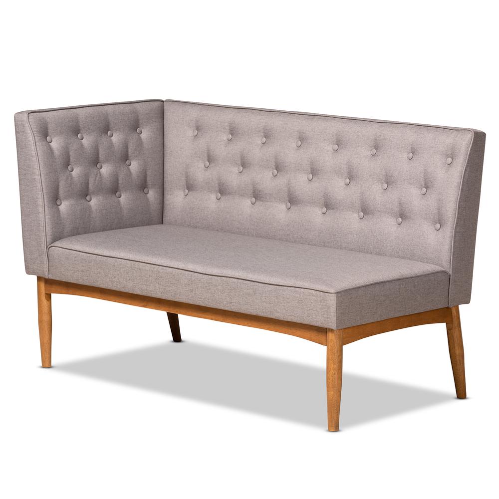 Grey Fabric Upholstered and Walnut Brown Finished Wood 4-Piece Dining Nook Set. Picture 14