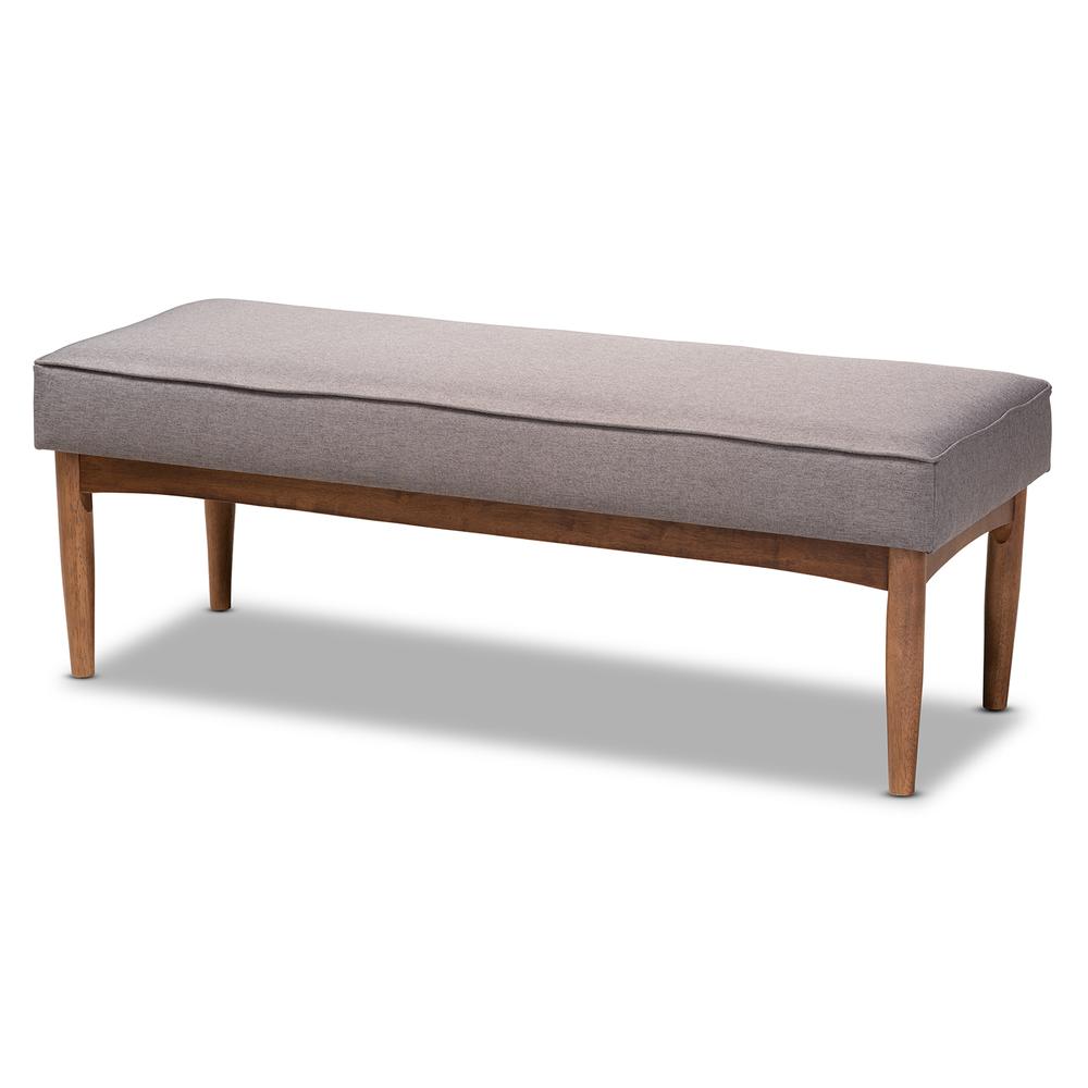 Grey Fabric Upholstered and Walnut Brown Finished Wood 4-Piece Dining Nook Set. Picture 15