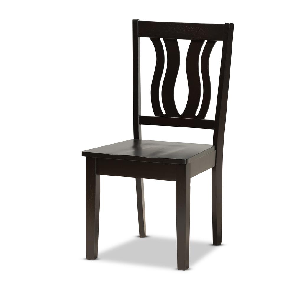 Transitional Dark Brown Finished Wood 5-Piece Dining Set. Picture 11