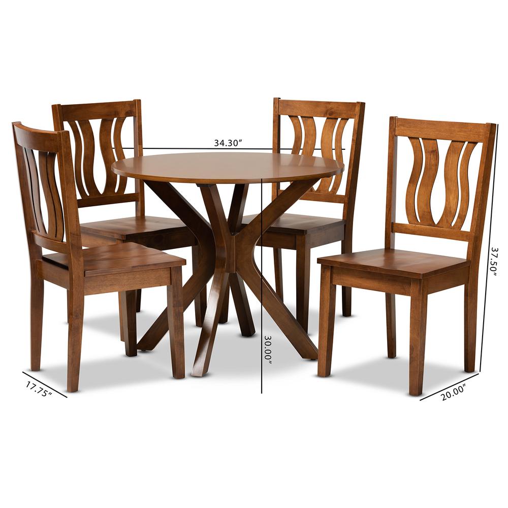 Transitional Walnut Brown Finished Wood 5-Piece Dining Set. Picture 18