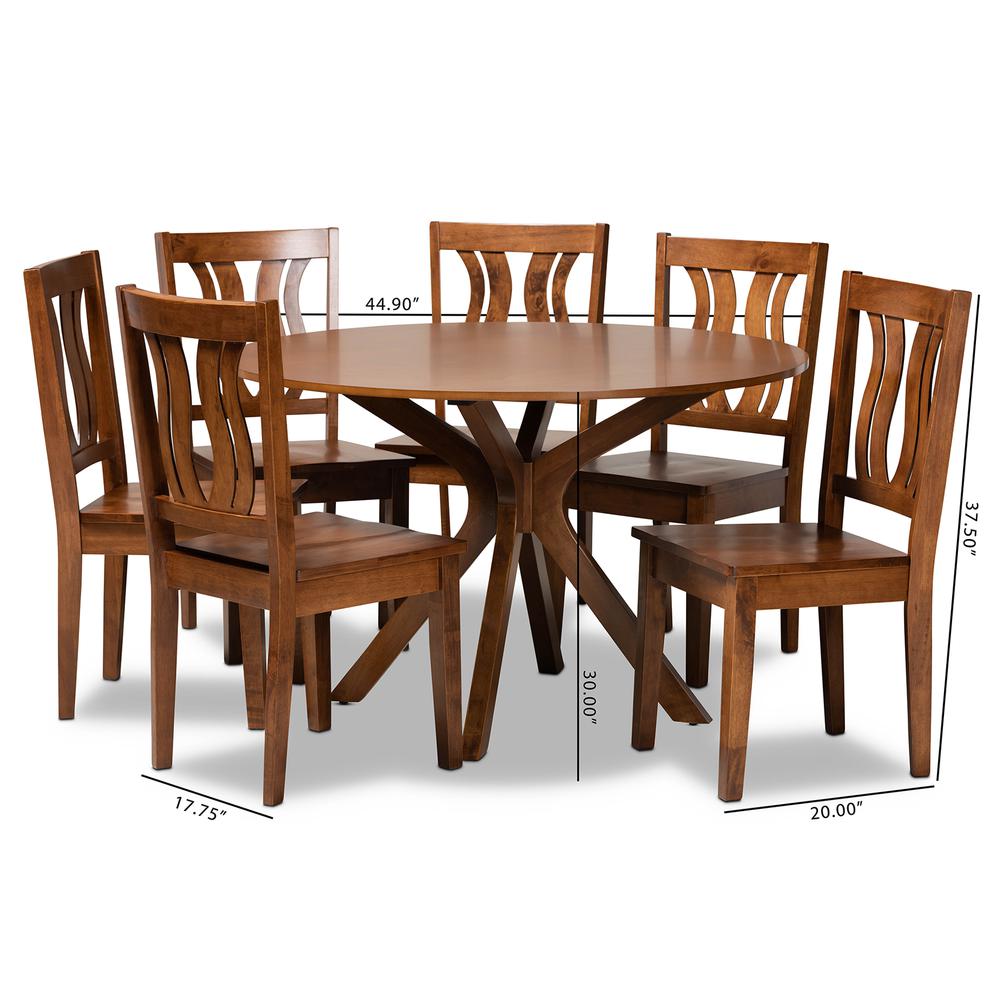 Transitional Walnut Brown Finished Wood 7-Piece Dining Set. Picture 18