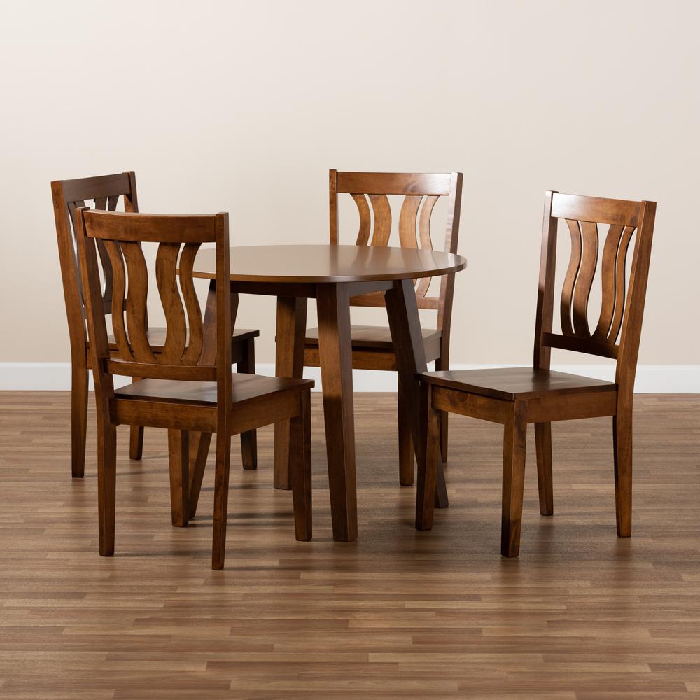 Transitional Walnut Brown Finished Wood 5-Piece Dining Set. Picture 17