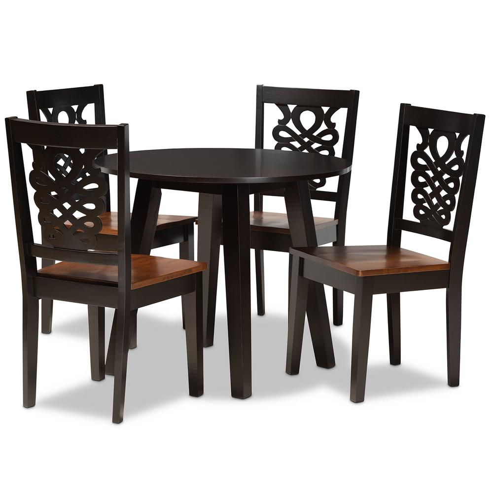 Walnut Brown Finished Wood 5-Piece Dining Set. Picture 10