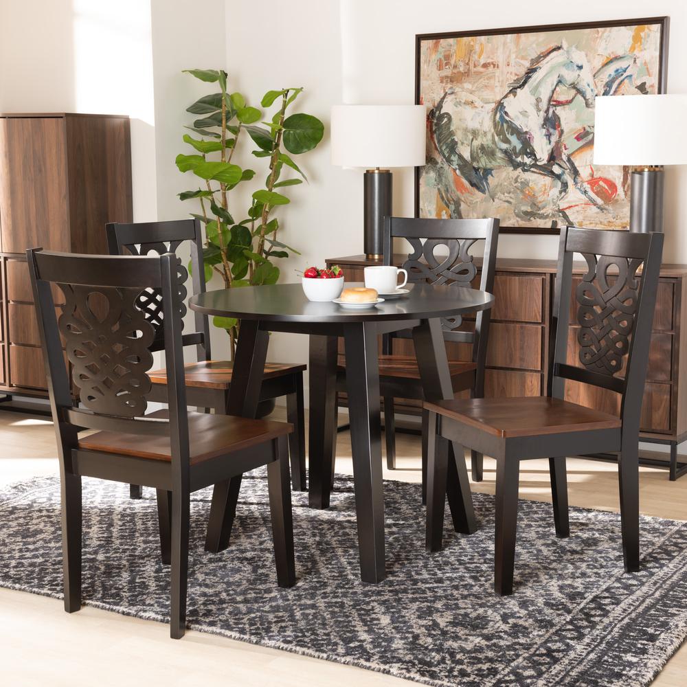 Walnut Brown Finished Wood 5-Piece Dining Set. Picture 16