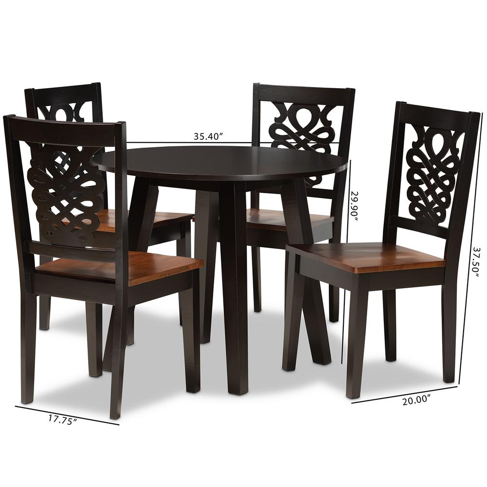Walnut Brown Finished Wood 5-Piece Dining Set. Picture 18