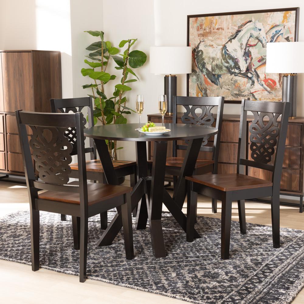 Walnut Brown Finished Wood 5-Piece Dining Set. Picture 16