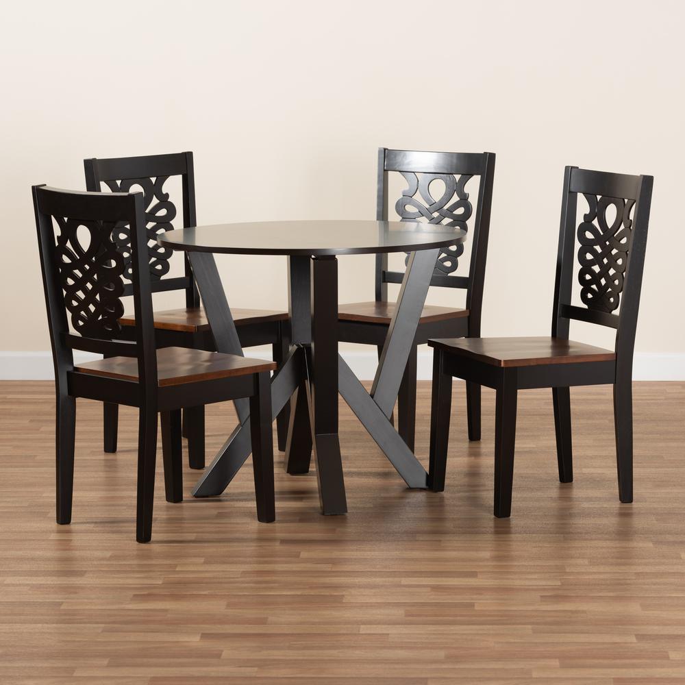 Walnut Brown Finished Wood 5-Piece Dining Set. Picture 17