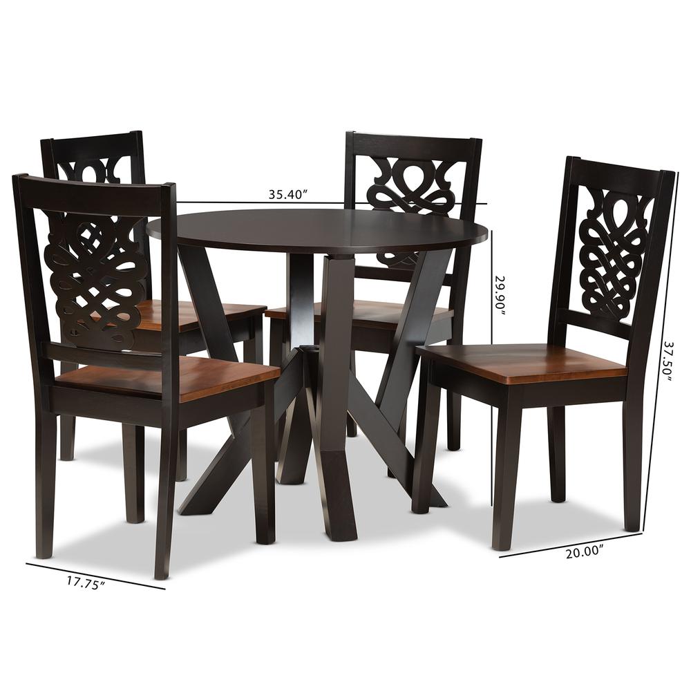 Walnut Brown Finished Wood 5-Piece Dining Set. Picture 18