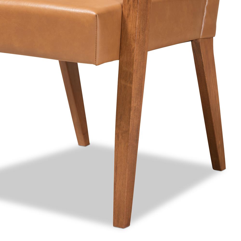 Leather Upholstered and Walnut Brown Finished Wood 2-Piece Armchair Set. Picture 13