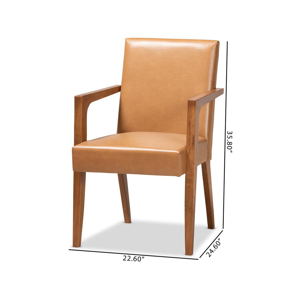 Leather Upholstered and Walnut Brown Finished Wood 2-Piece Armchair Set. Picture 16