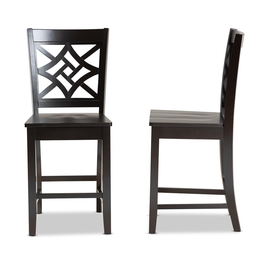 Transitional Dark Brown Finished Wood 2-Piece Counter Stool Set. Picture 11