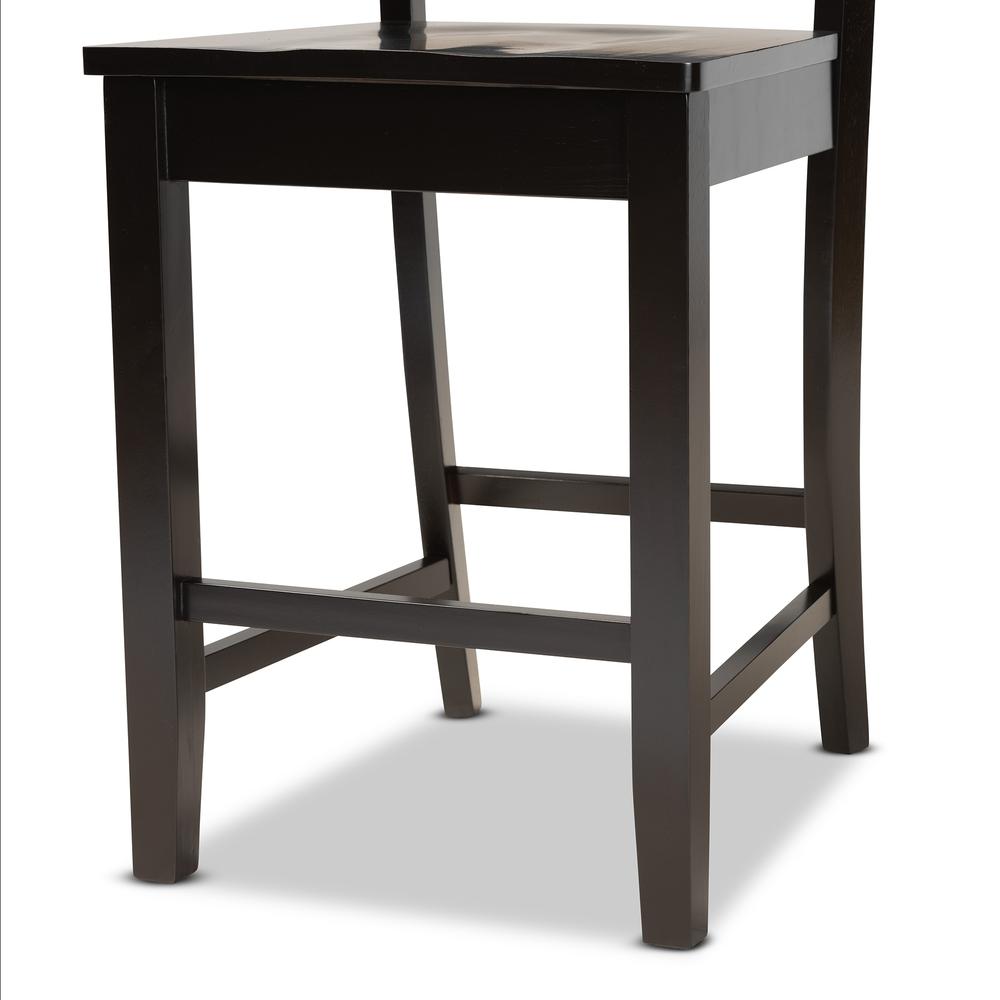 Transitional Dark Brown Finished Wood 2-Piece Counter Stool Set. Picture 13