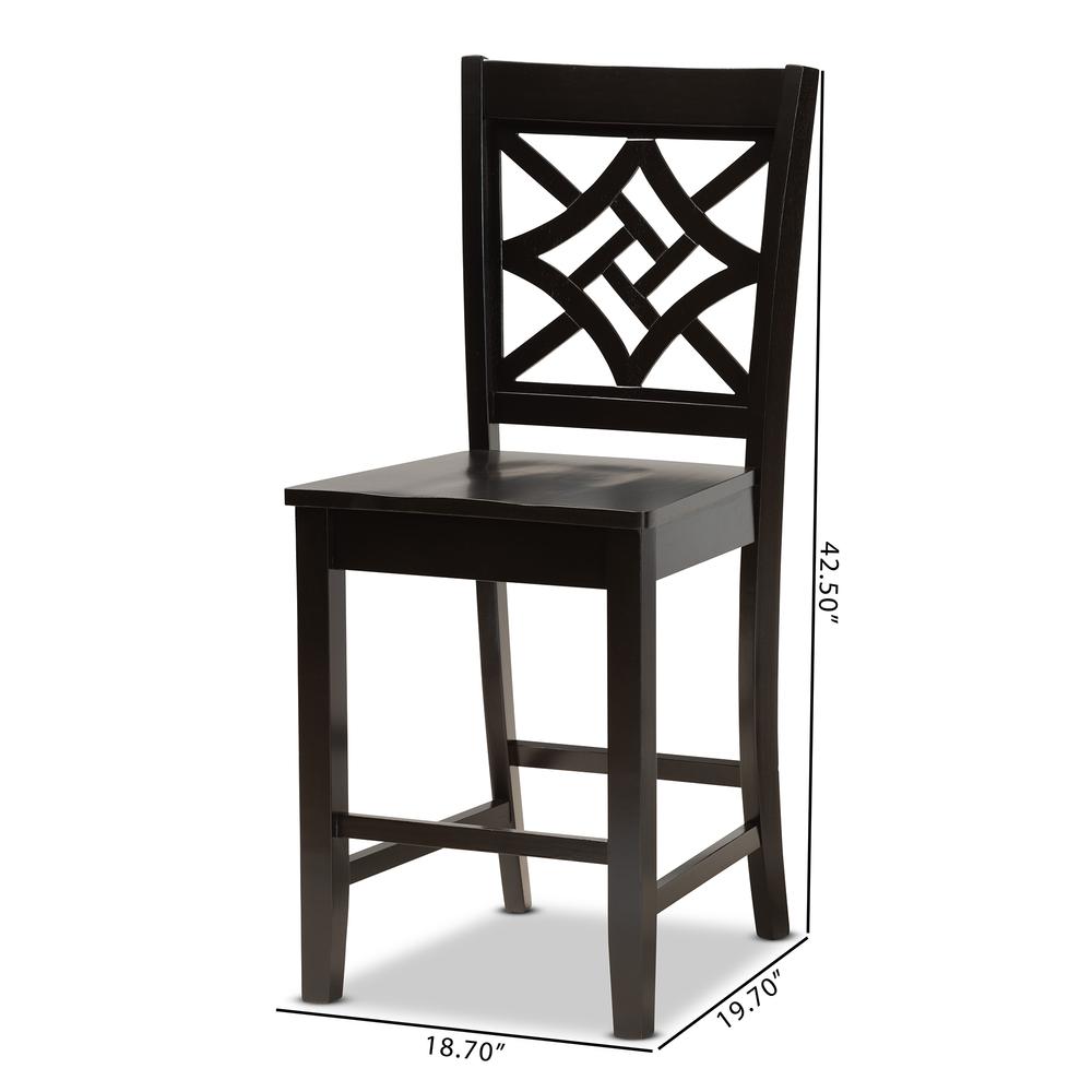 Transitional Dark Brown Finished Wood 2-Piece Counter Stool Set. Picture 16