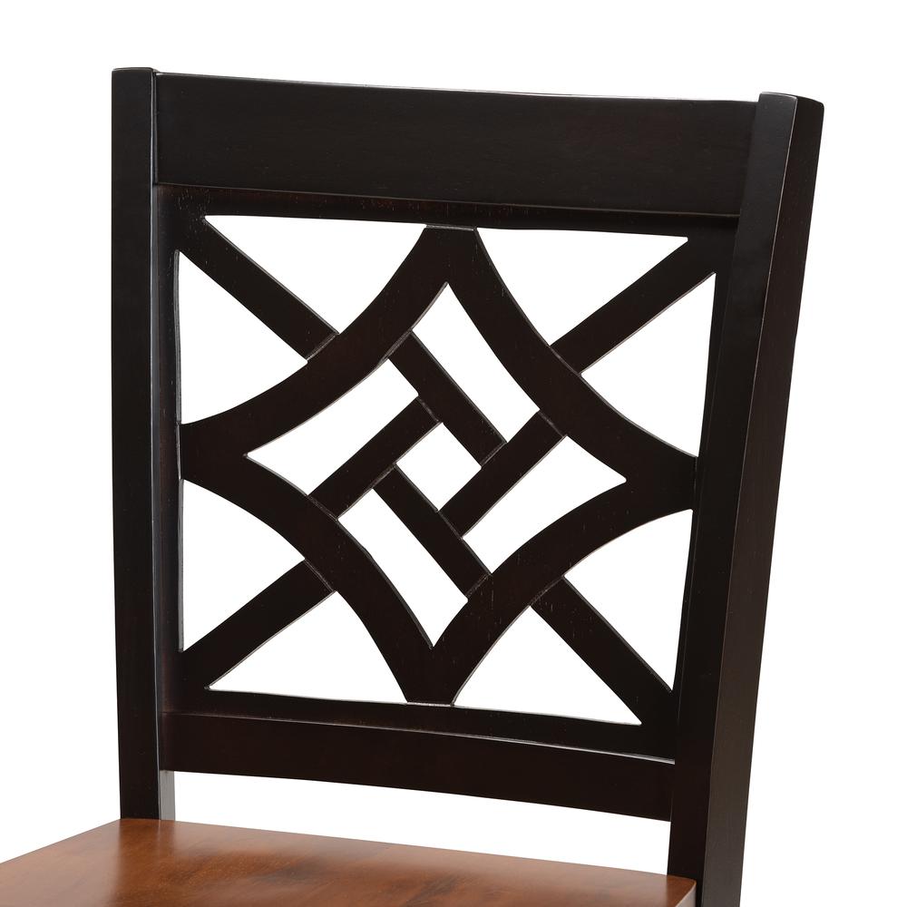 Two-Tone Dark Brown and Walnut Brown Finished Wood 2-Piece Counter Stool Set. Picture 12