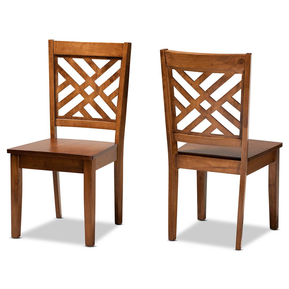 Transitional Walnut Brown Finished Wood 2-Piece Dining Chair Set. Picture 9