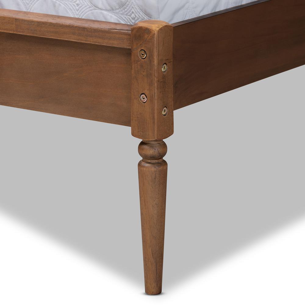 Walnut Brown Finished Wood and Synthetic Rattan Full Size Platform Bed. Picture 16