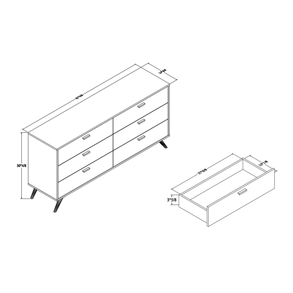 Kelson Modern and Contemporary Dark Grey and Gold Finished Wood 6-Drawer Dresser. Picture 20
