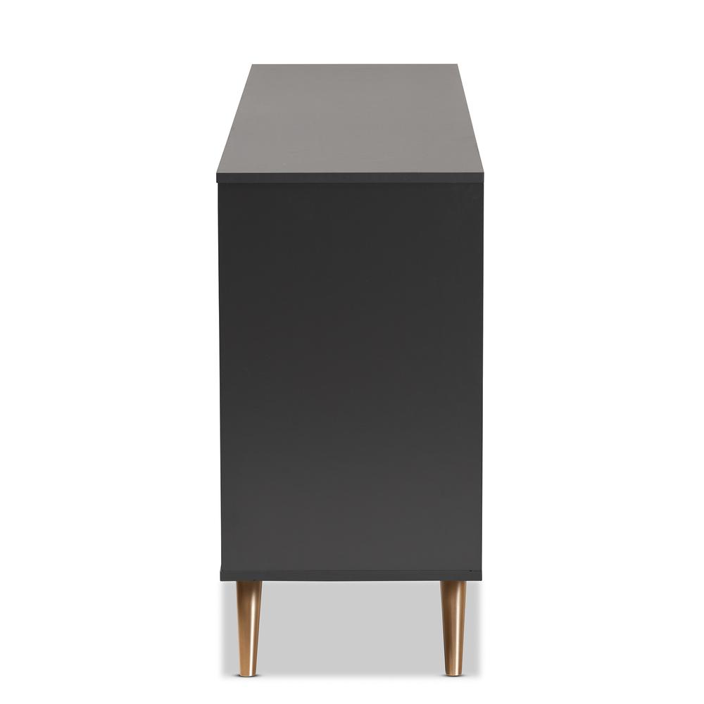 Kelson Modern and Contemporary Dark Grey and Gold Finished Wood 6-Drawer Dresser. Picture 14