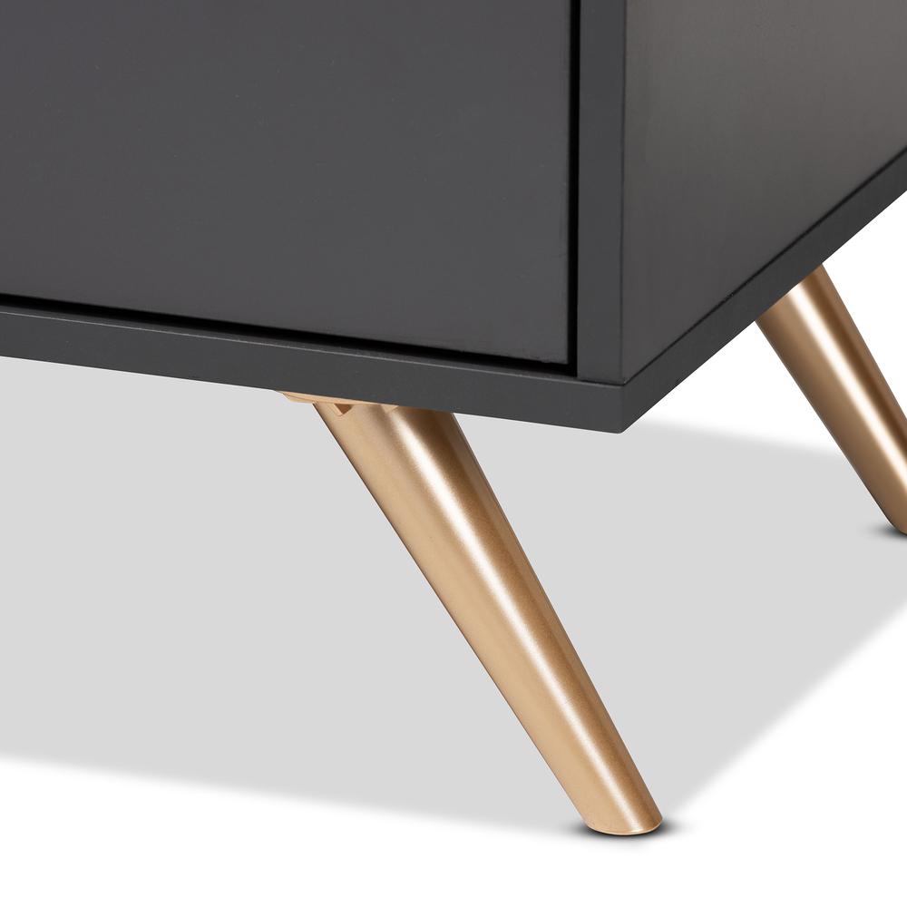 Kelson Modern and Contemporary Dark Grey and Gold Finished Wood 6-Drawer Dresser. Picture 16