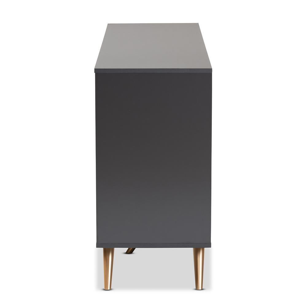 Dark Grey and Gold Finished Wood 2-Door Sideboard Buffet. Picture 14
