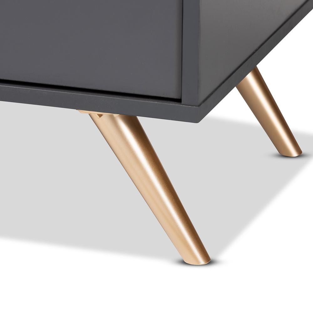 Dark Grey and Gold Finished Wood 2-Door Sideboard Buffet. Picture 16
