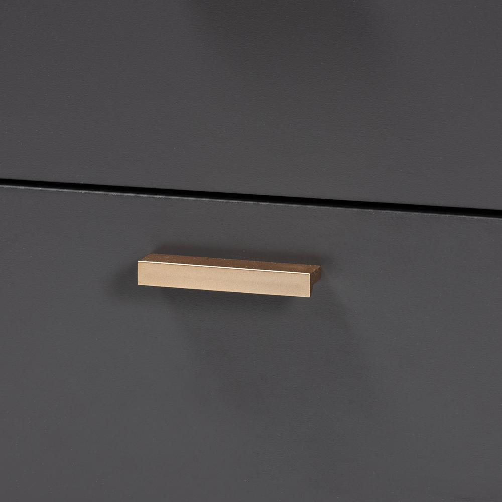 Dark Grey and Gold Finished Wood 2-Drawer Nightstand. Picture 15