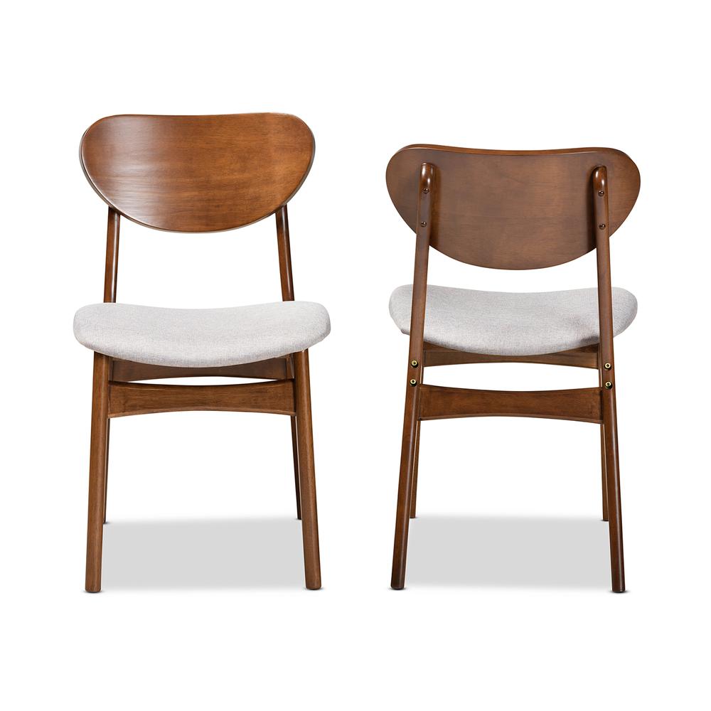 Grey Fabric Upholstered and Walnut Brown Finished Wood 2-Piece Dining Chair Set. Picture 10