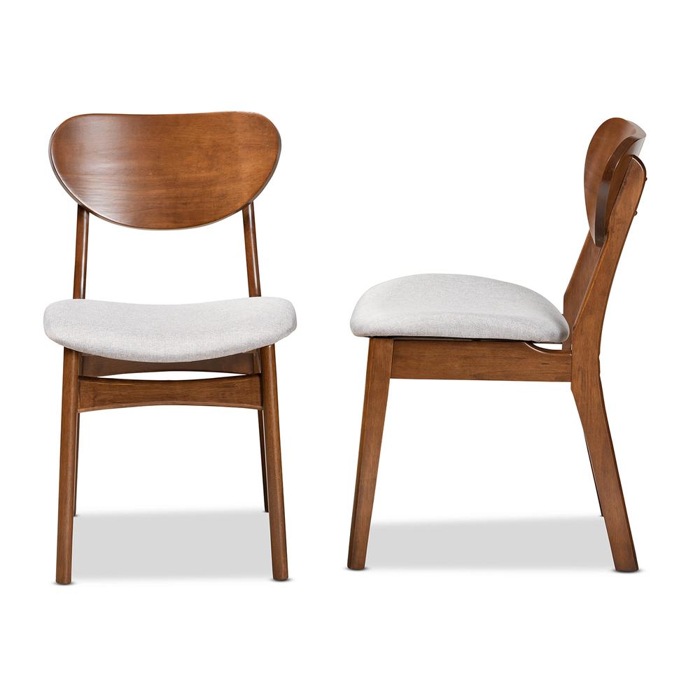 Grey Fabric Upholstered and Walnut Brown Finished Wood 2-Piece Dining Chair Set. Picture 11