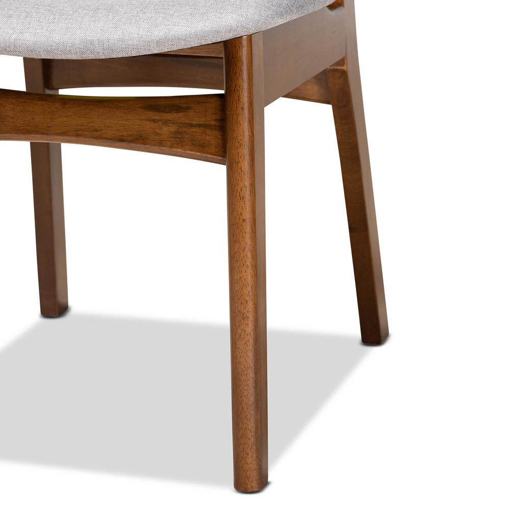 Grey Fabric Upholstered and Walnut Brown Finished Wood 2-Piece Dining Chair Set. Picture 13