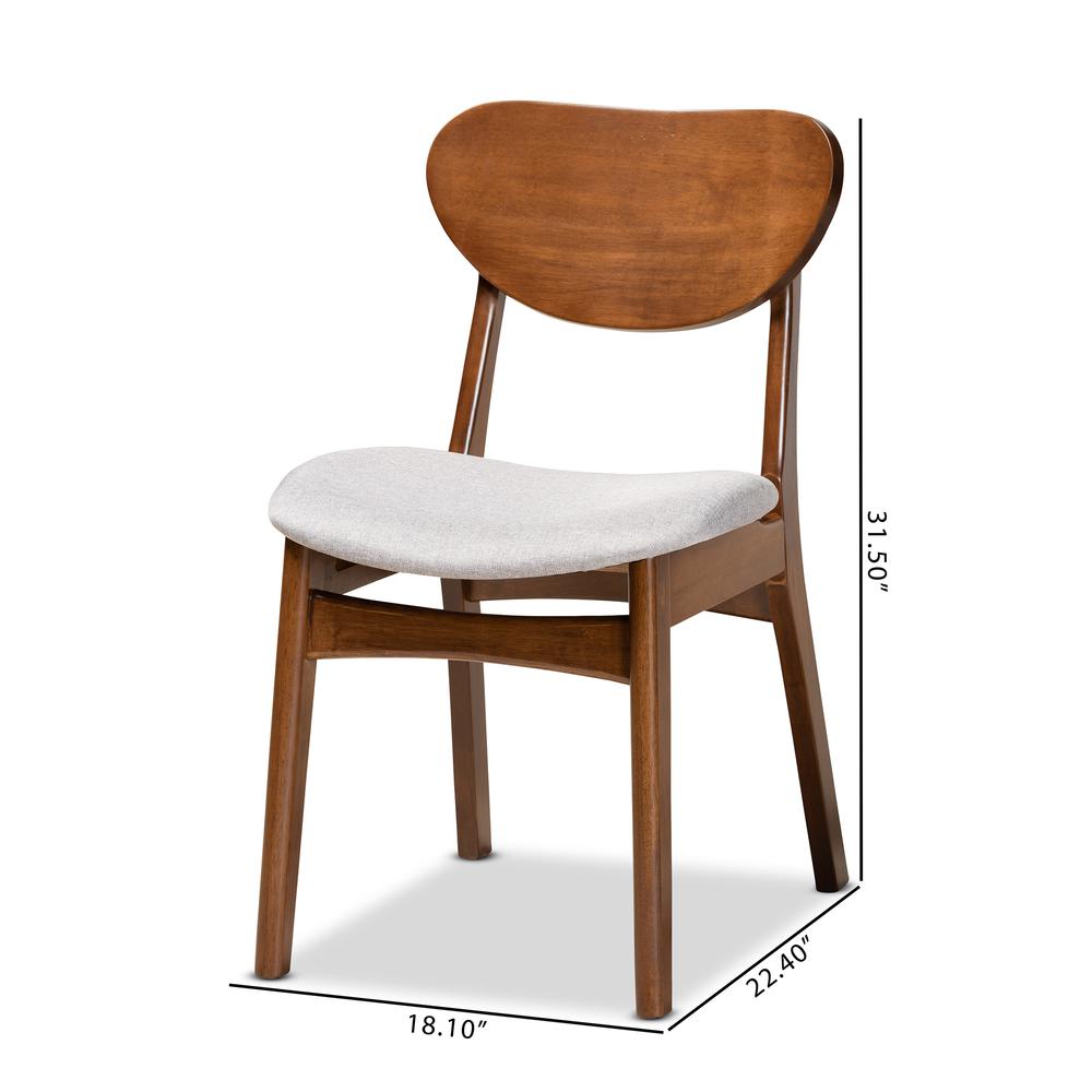 Grey Fabric Upholstered and Walnut Brown Finished Wood 2-Piece Dining Chair Set. Picture 16