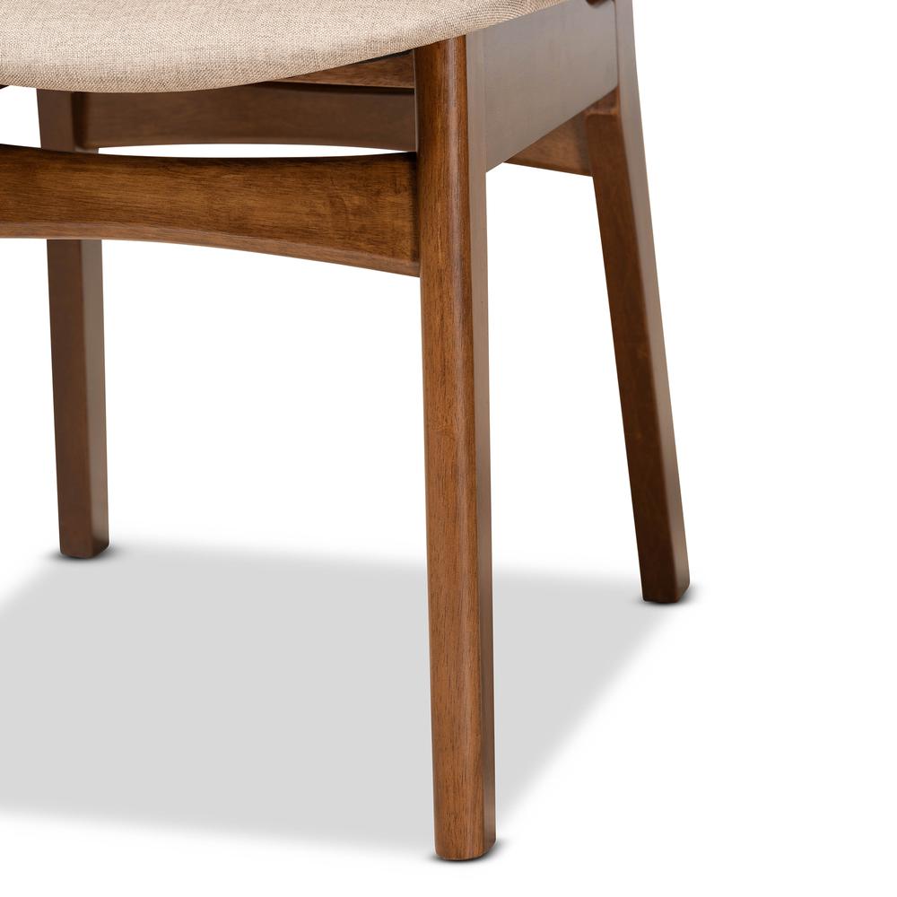 Sand Fabric Upholstered and Walnut Brown Finished Wood 5-Piece Dining Set. Picture 15