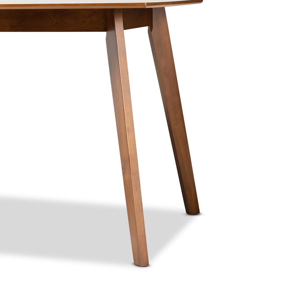 Maila Mid-Century Modern Transitional Walnut Brown Finished Wood Dining Table. Picture 13