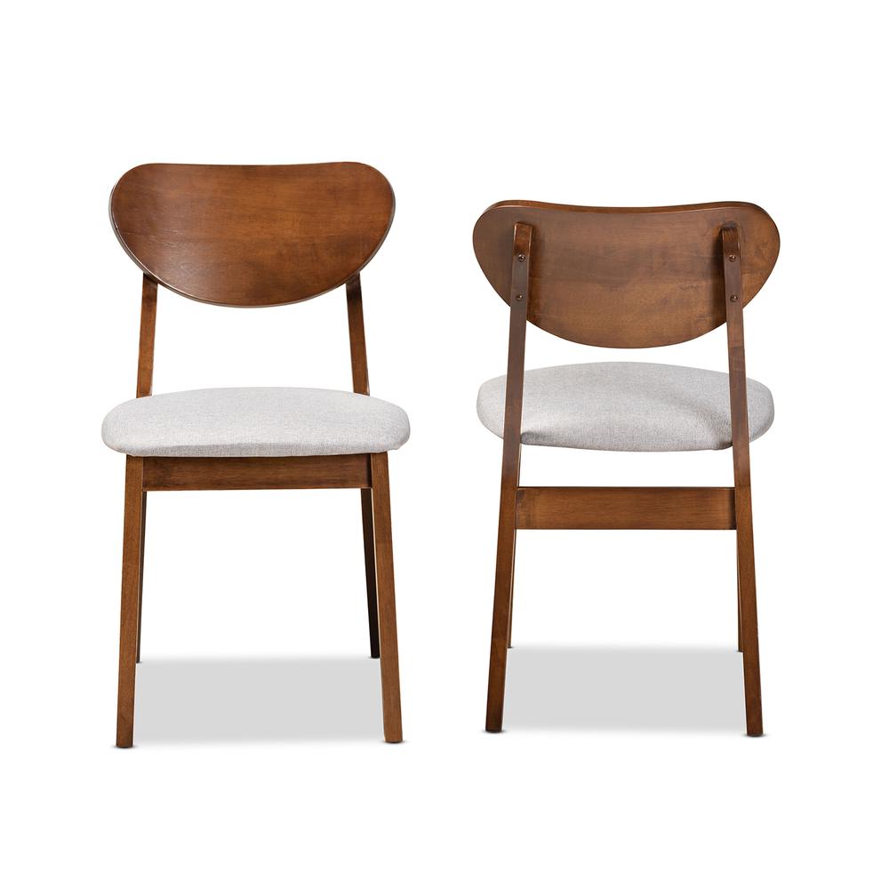 Grey Fabric Upholstered and Walnut Brown Finished Wood 2-Piece Dining Chair Set. Picture 10