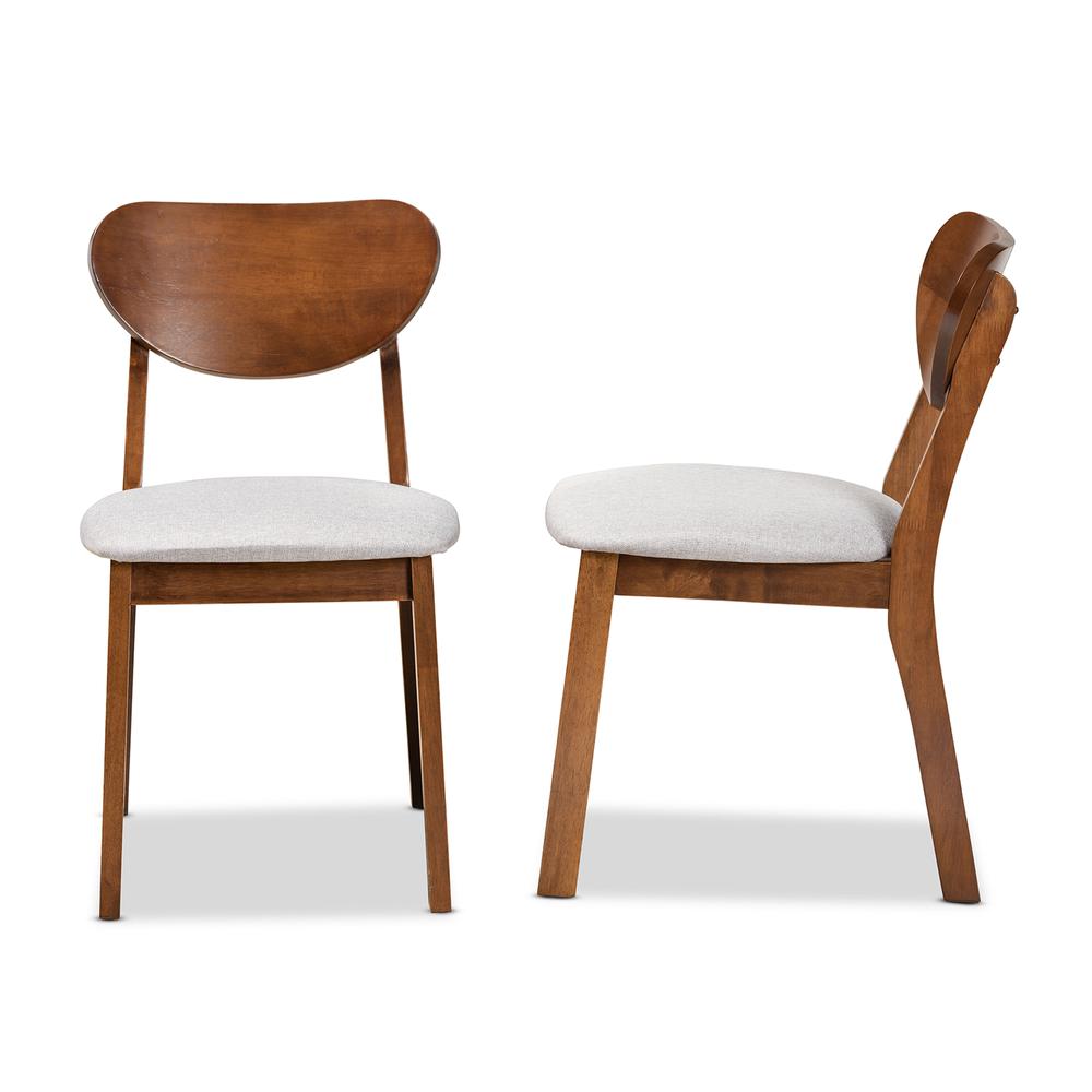 Grey Fabric Upholstered and Walnut Brown Finished Wood 2-Piece Dining Chair Set. Picture 11