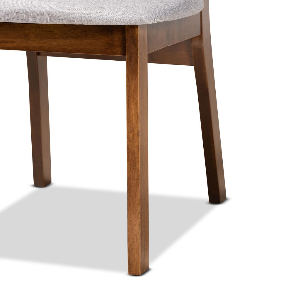 Grey Fabric Upholstered and Walnut Brown Finished Wood 2-Piece Dining Chair Set. Picture 13