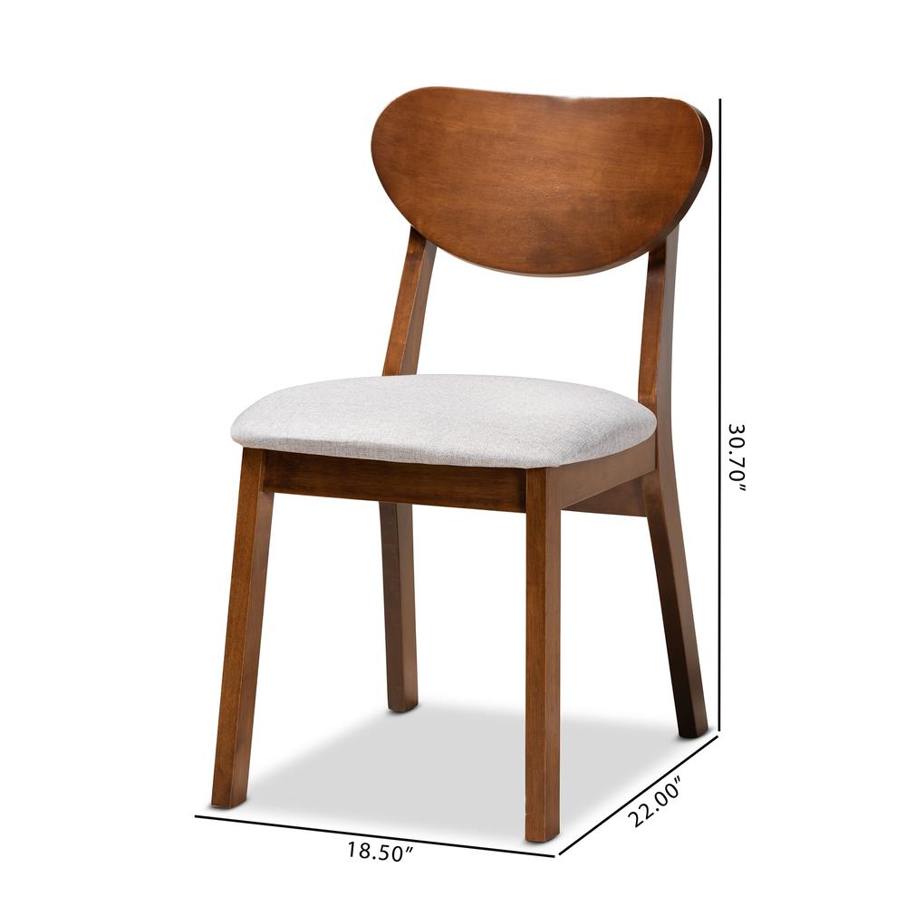 Grey Fabric Upholstered and Walnut Brown Finished Wood 2-Piece Dining Chair Set. Picture 16