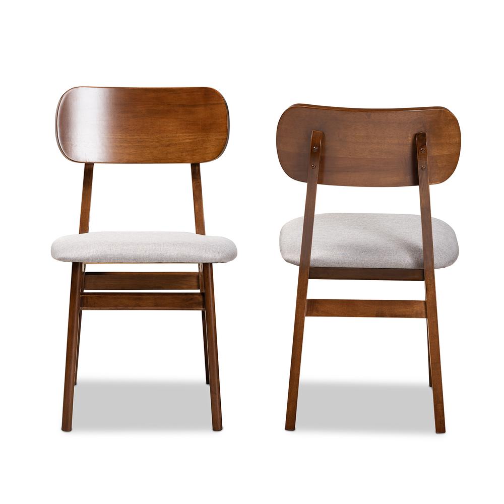 Grey Fabric Upholstered and Walnut Brown Finished Wood 2-Piece Dining Chair Set. Picture 10