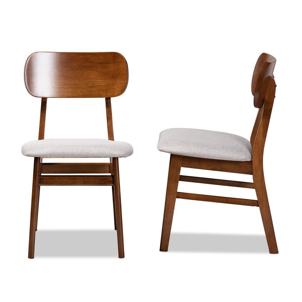 Grey Fabric Upholstered and Walnut Brown Finished Wood 2-Piece Dining Chair Set. Picture 11