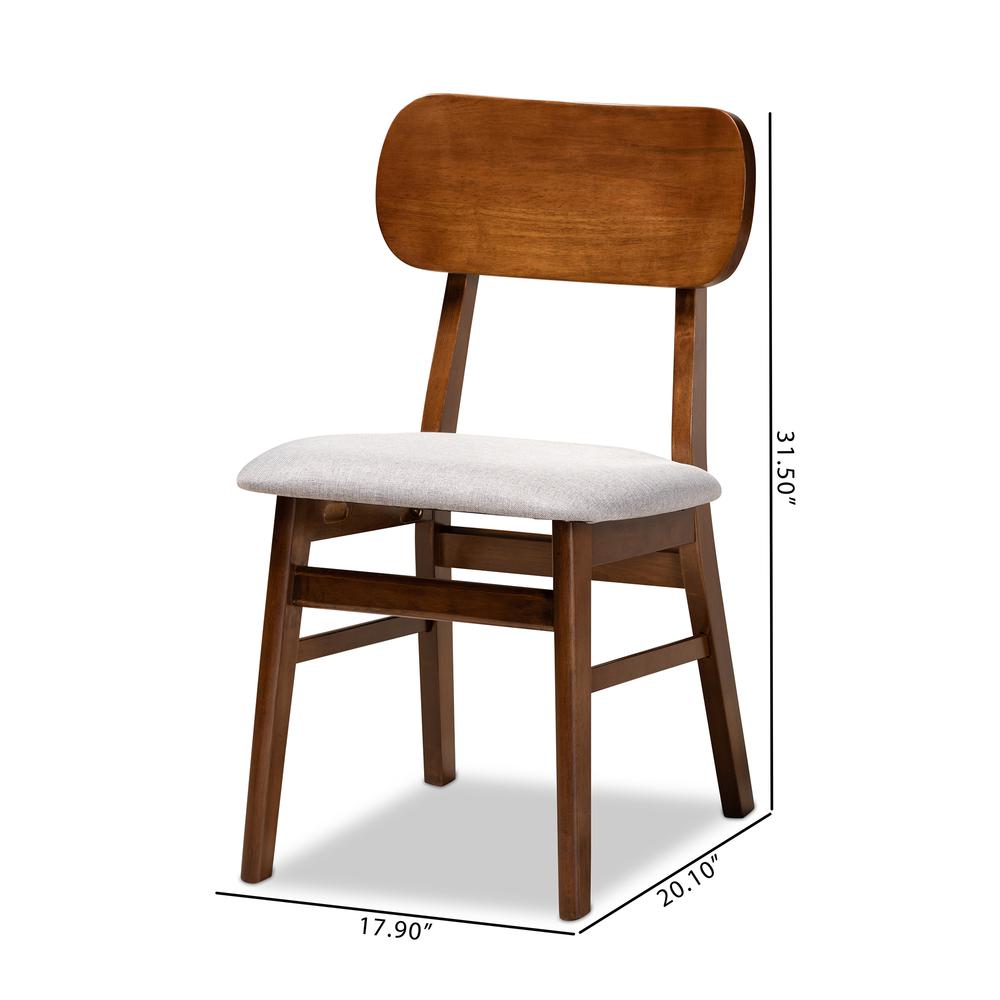 Grey Fabric Upholstered and Walnut Brown Finished Wood 2-Piece Dining Chair Set. Picture 16