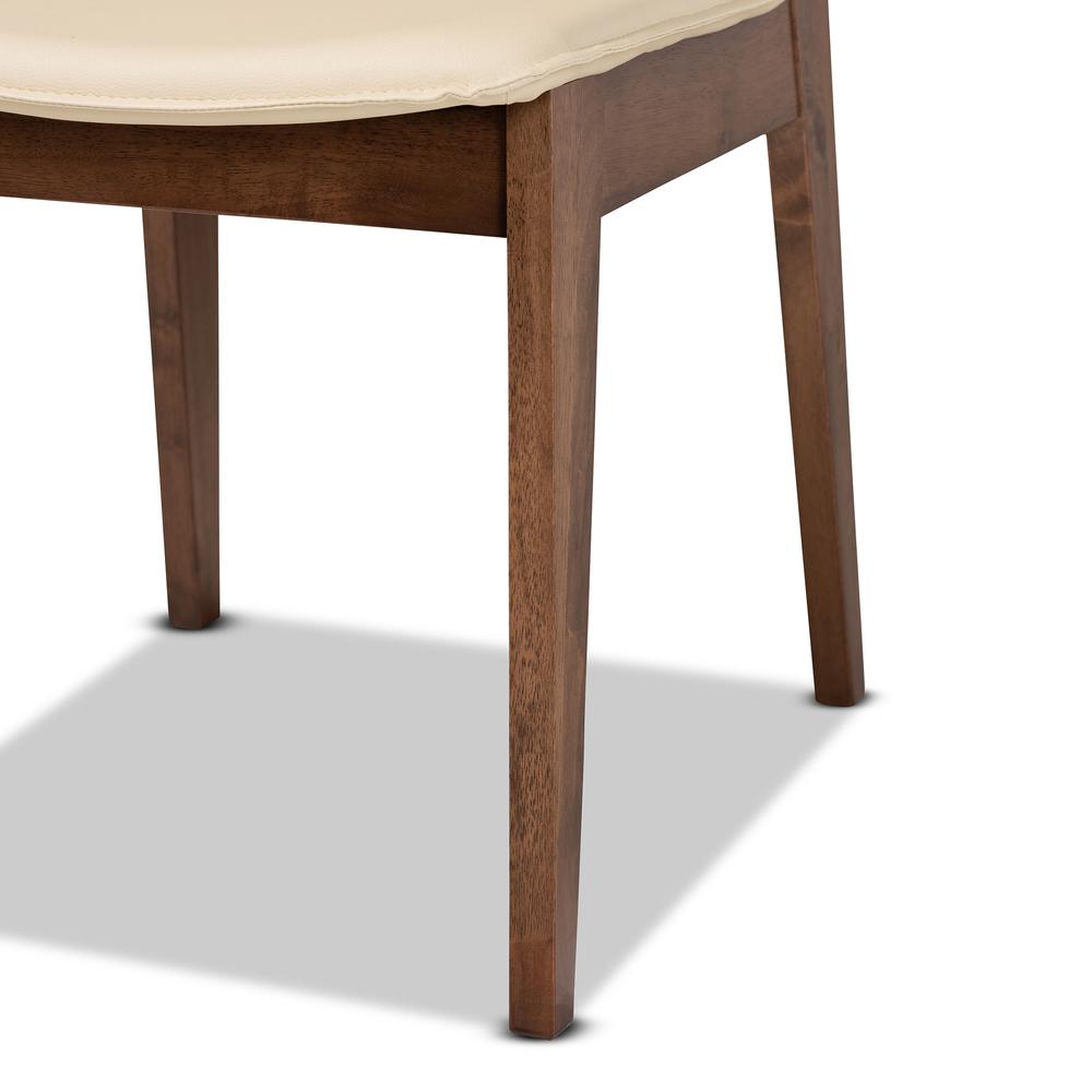 Leather Upholstered and Walnut Brown Finished Wood 7-Piece Dining Set. Picture 15