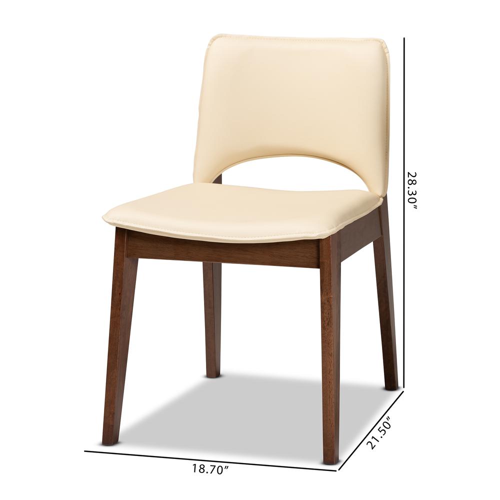 Leather Upholstered and Walnut Brown Finished Wood 2-Piece Dining Chair Set. Picture 16