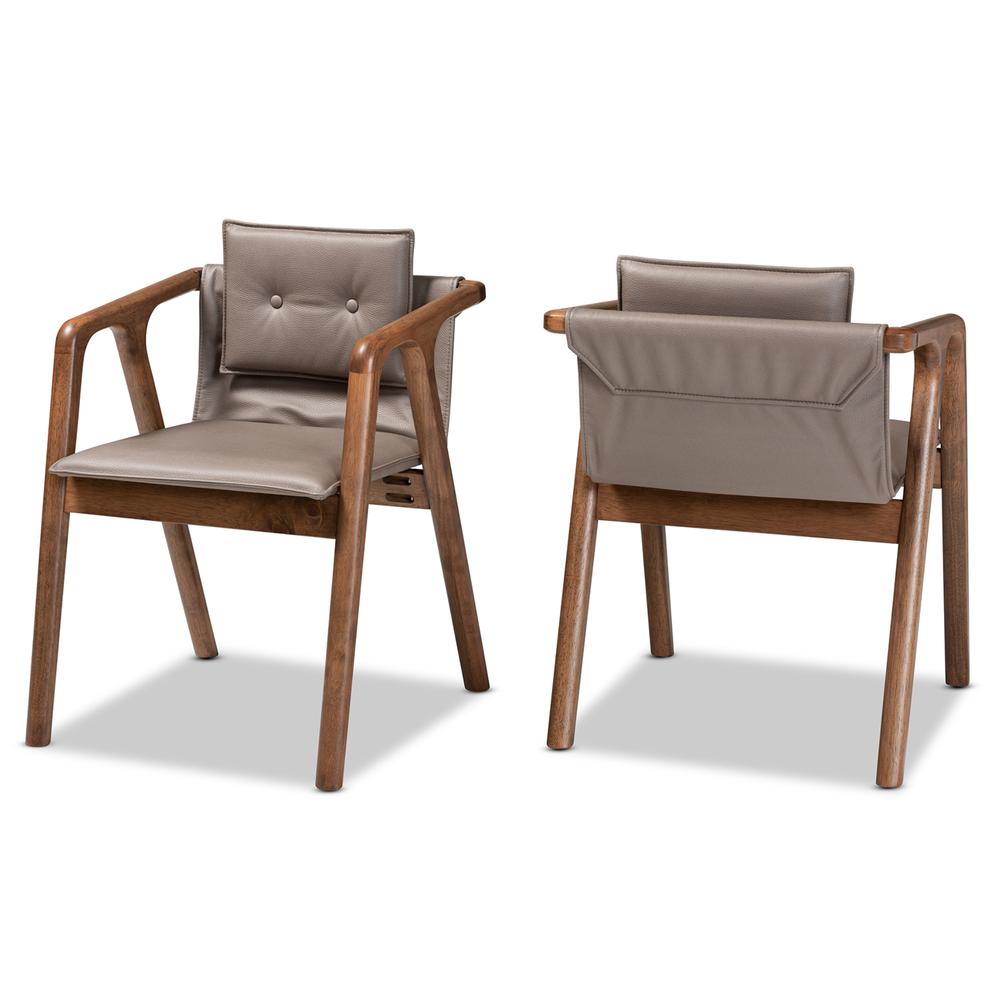 Walnut Brown Finished Wood 2-Piece Dining Chair Set. Picture 10