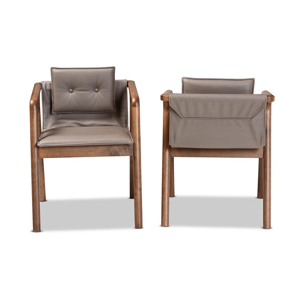 Walnut Brown Finished Wood 2-Piece Dining Chair Set. Picture 11