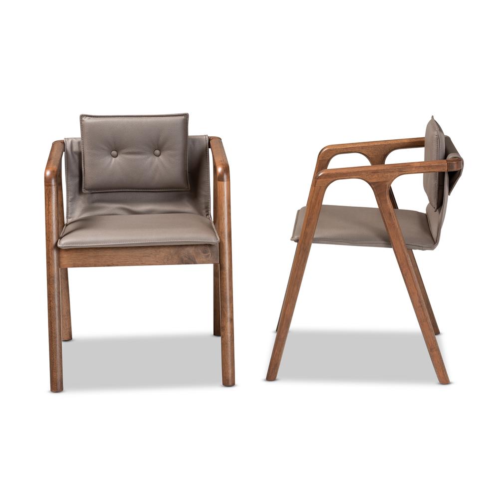 Walnut Brown Finished Wood 2-Piece Dining Chair Set. Picture 12