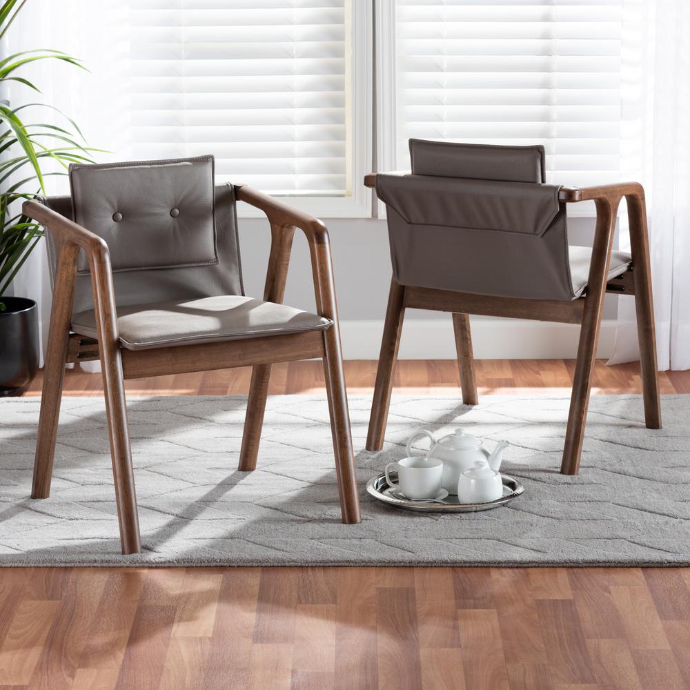 Walnut Brown Finished Wood 2-Piece Dining Chair Set. Picture 16