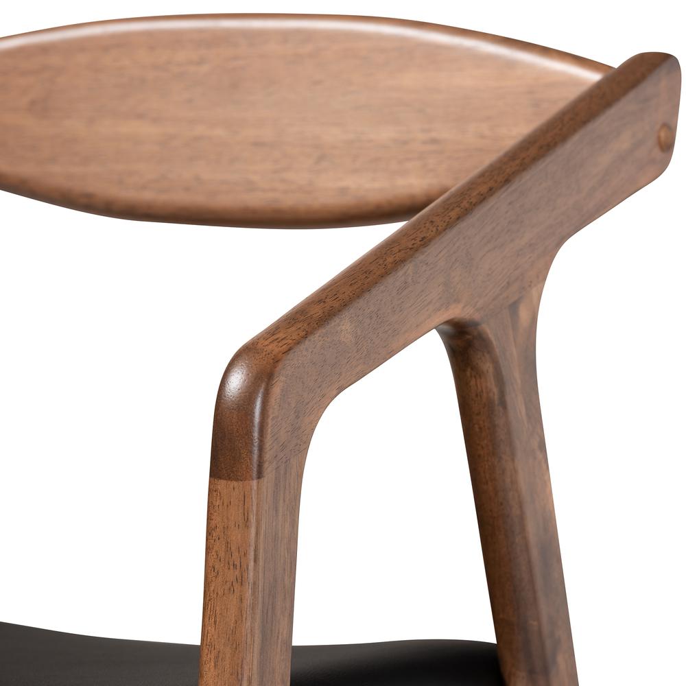 Leather Upholstered and Walnut Brown Finished Wood 2-Piece Dining Chair Set. Picture 14