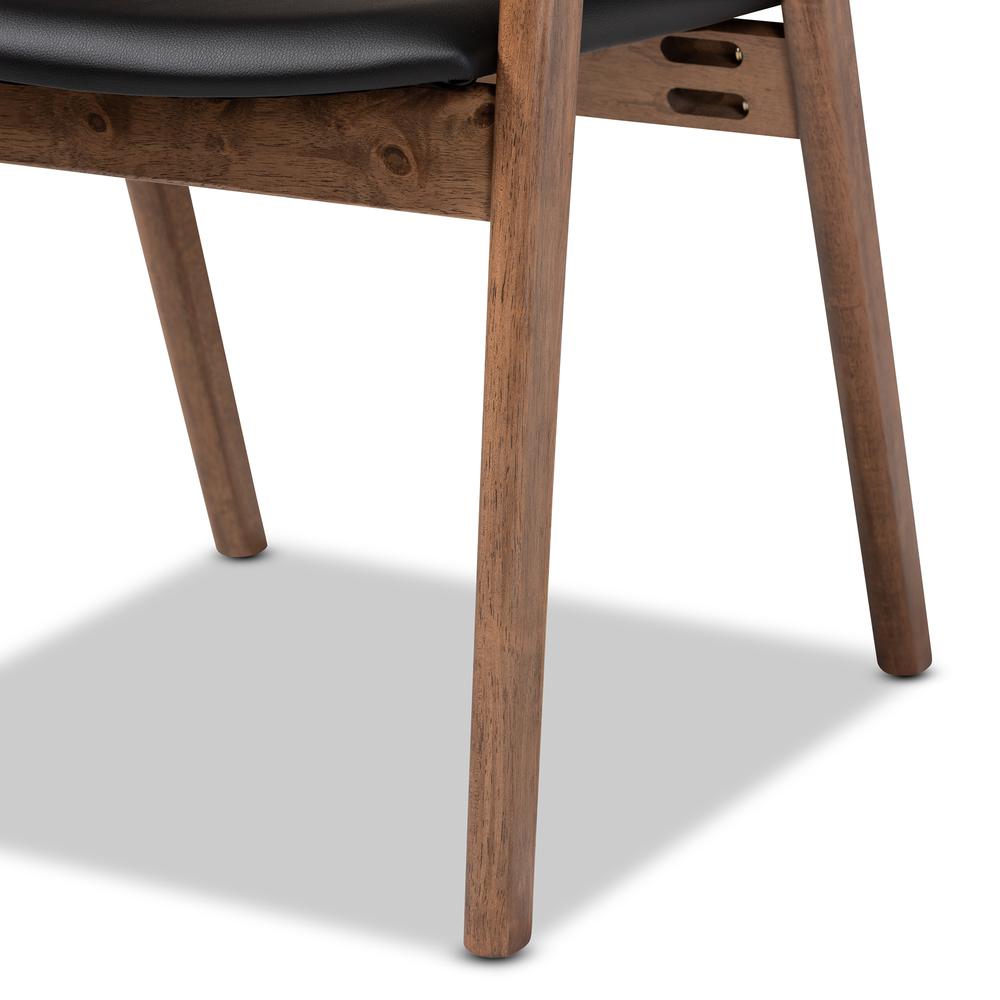 Leather Upholstered and Walnut Brown Finished Wood 2-Piece Dining Chair Set. Picture 15