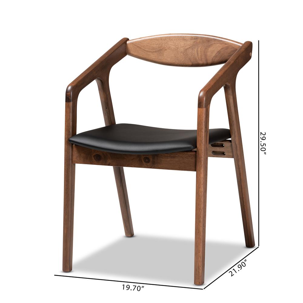 Leather Upholstered and Walnut Brown Finished Wood 2-Piece Dining Chair Set. Picture 18