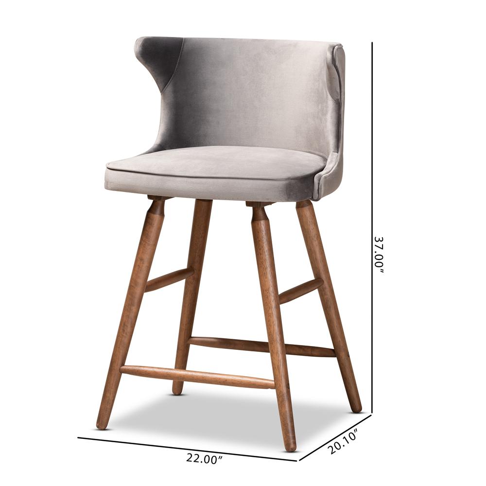 Walnut Brown Finished Wood 2-Piece Counter Stool Set. Picture 16